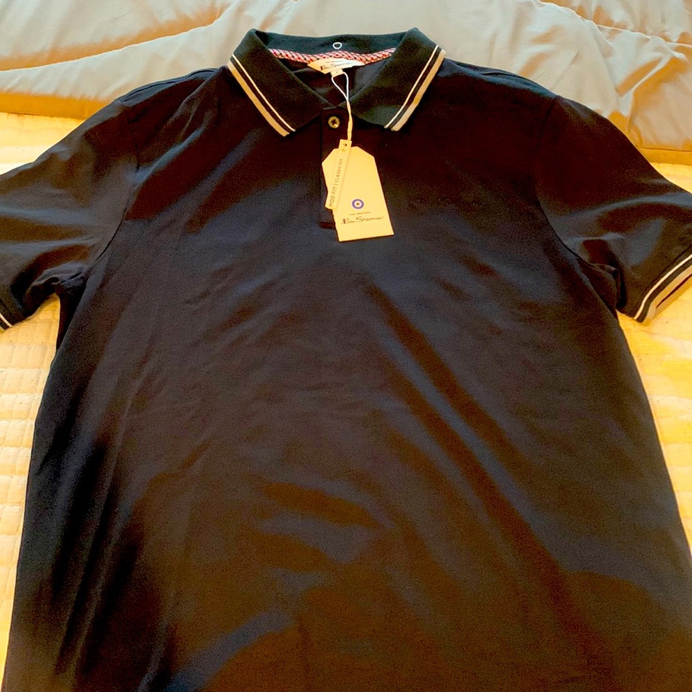 Mens black Ben Sherman golf shirt, size M